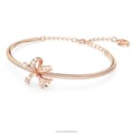 volta náramok mašľa, biela, pozlátená ružovým zlatom B8ZNT510 Swarovski šperky - Image 3