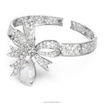 volta tlmivka mašlička, biela, rhodiovaná B8ZNT367 Swarovski šperky - Image 3