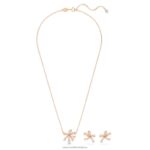 voltová súprava mašľa, biela, pozlátená ružovým zlatom B8ZNT391 Swarovski šperky - Image 3