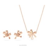 voltová súprava mašľa, biela, pozlátená ružovým zlatom B8ZNT391 Swarovski šperky - Image 5