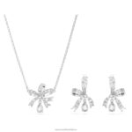 voltová súprava mašlička, biela, rhodiovaná B8ZNT383 Swarovski šperky