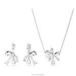 voltová súprava mašlička, biela, rhodiovaná B8ZNT383 Swarovski šperky - Image 5