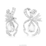 voltové náušnice hruškový výbrus, mašľa, biely, rhodiovaný B8ZNT793 Swarovski šperky - Image 3