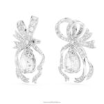voltové náušnice hruškový výbrus, mašľa, biely, rhodiovaný B8ZNT793 Swarovski šperky - Image 4