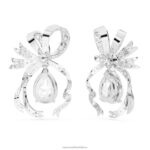 voltové náušnice hruškový výbrus, mašľa, biely, rhodiovaný B8ZNT793 Swarovski šperky - Image 5