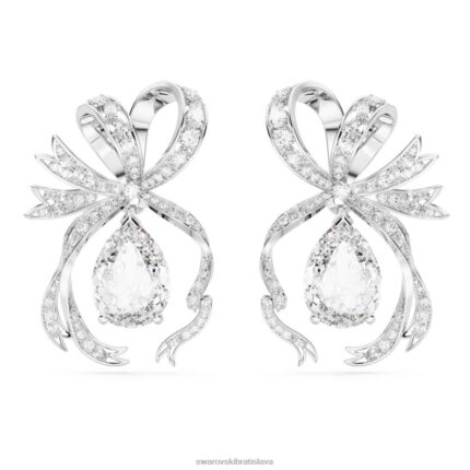 voltové náušnice hruškový výbrus, mašľa, biely, rhodiovaný B8ZNT793 Swarovski šperky