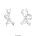 voltové náušnice mašlička, biela, rhodiovaná B8ZNT709 Swarovski šperky - Image 4