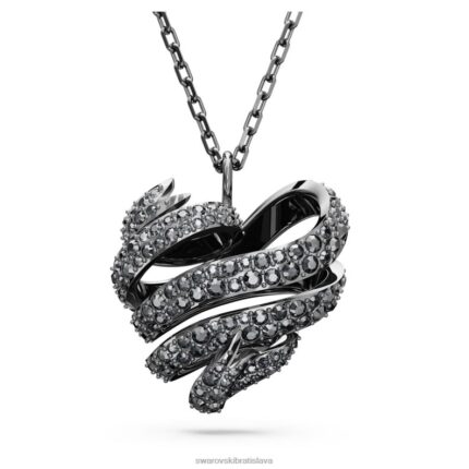 voltový prívesok srdce, čierne, potiahnuté ruténiom B8ZNT210 Swarovski šperky