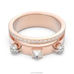 vzrušujúci prsteň zmiešané strihy, biele, pozlátené ružovým zlatom B8ZNT1020 Swarovski šperky