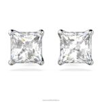 zaujmú napichovacie náušnice hranatý rez, biela, rhodiovaná B8ZNT657 Swarovski šperky