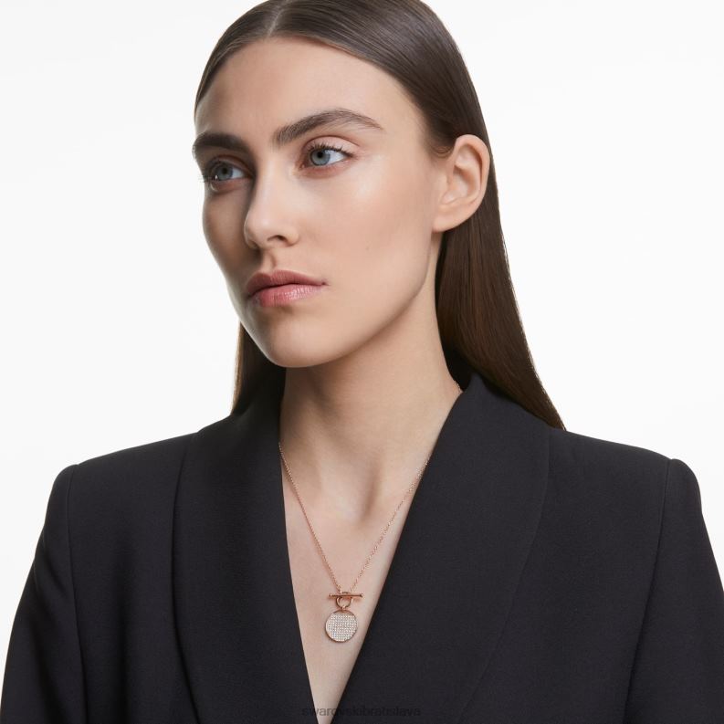 zázvorový t bar náhrdelník biele, pozlátené ružovým zlatom B8ZNT127 Swarovski šperky - Image 2