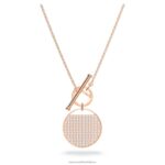 zázvorový t bar náhrdelník biele, pozlátené ružovým zlatom B8ZNT127 Swarovski šperky
