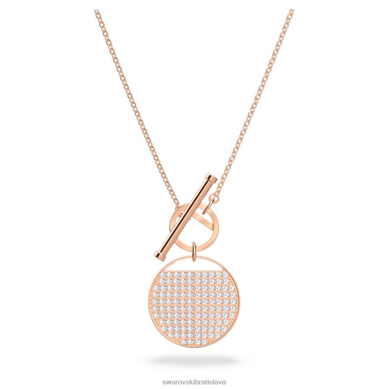 zázvorový t bar náhrdelník biele, pozlátené ružovým zlatom B8ZNT127 Swarovski šperky - Image 1