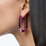 žiarivé kruhové náušnice vyhlásenie, tvar osemuholníka, ružová B8ZNT869 Swarovski šperky - Image 4